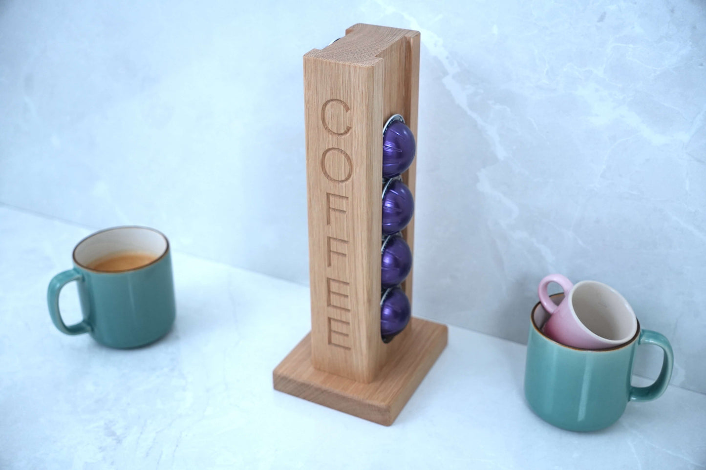 Solid Oak Coffee Capsule Rack (10 Nespresso 'Virtuo' Capsules)