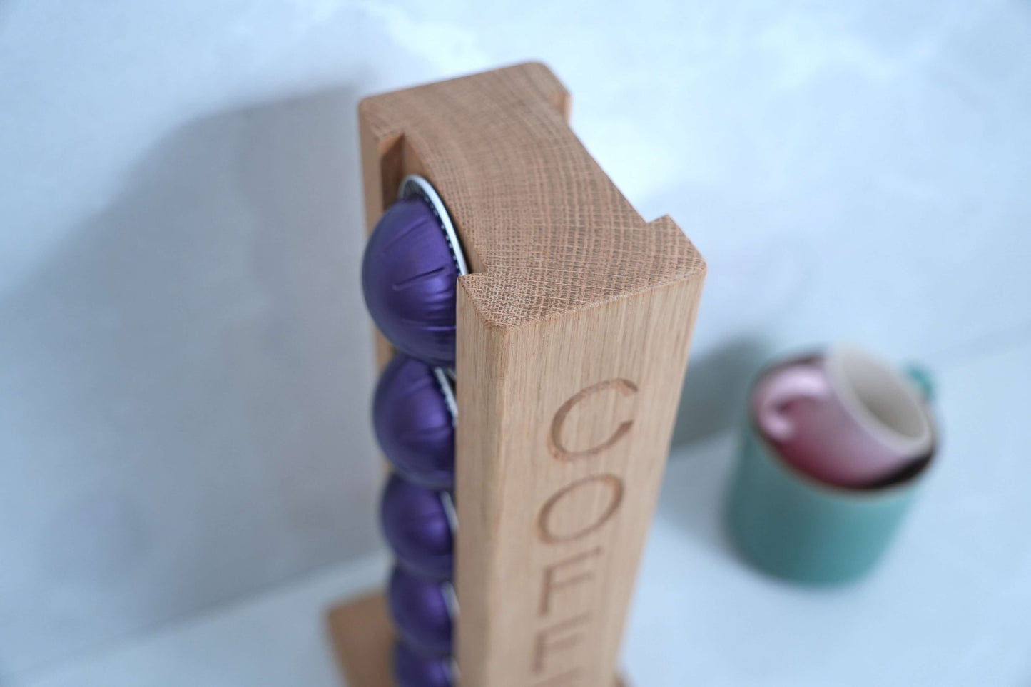 Solid Oak Coffee Capsule Rack (10 Nespresso 'Virtuo' Capsules)