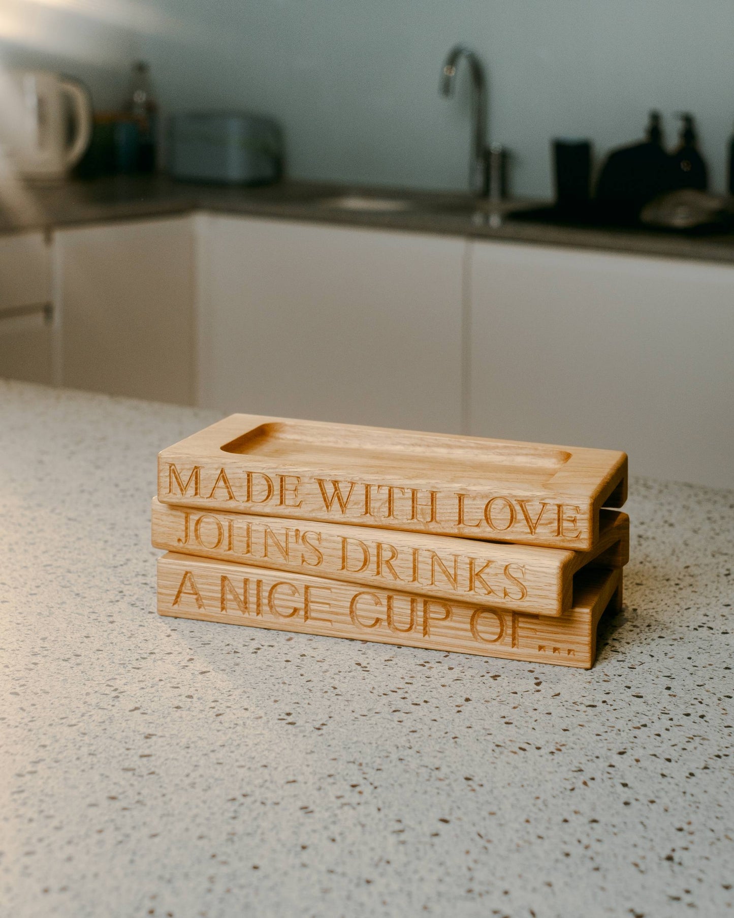 Small Personalised Oak Drinks Tray