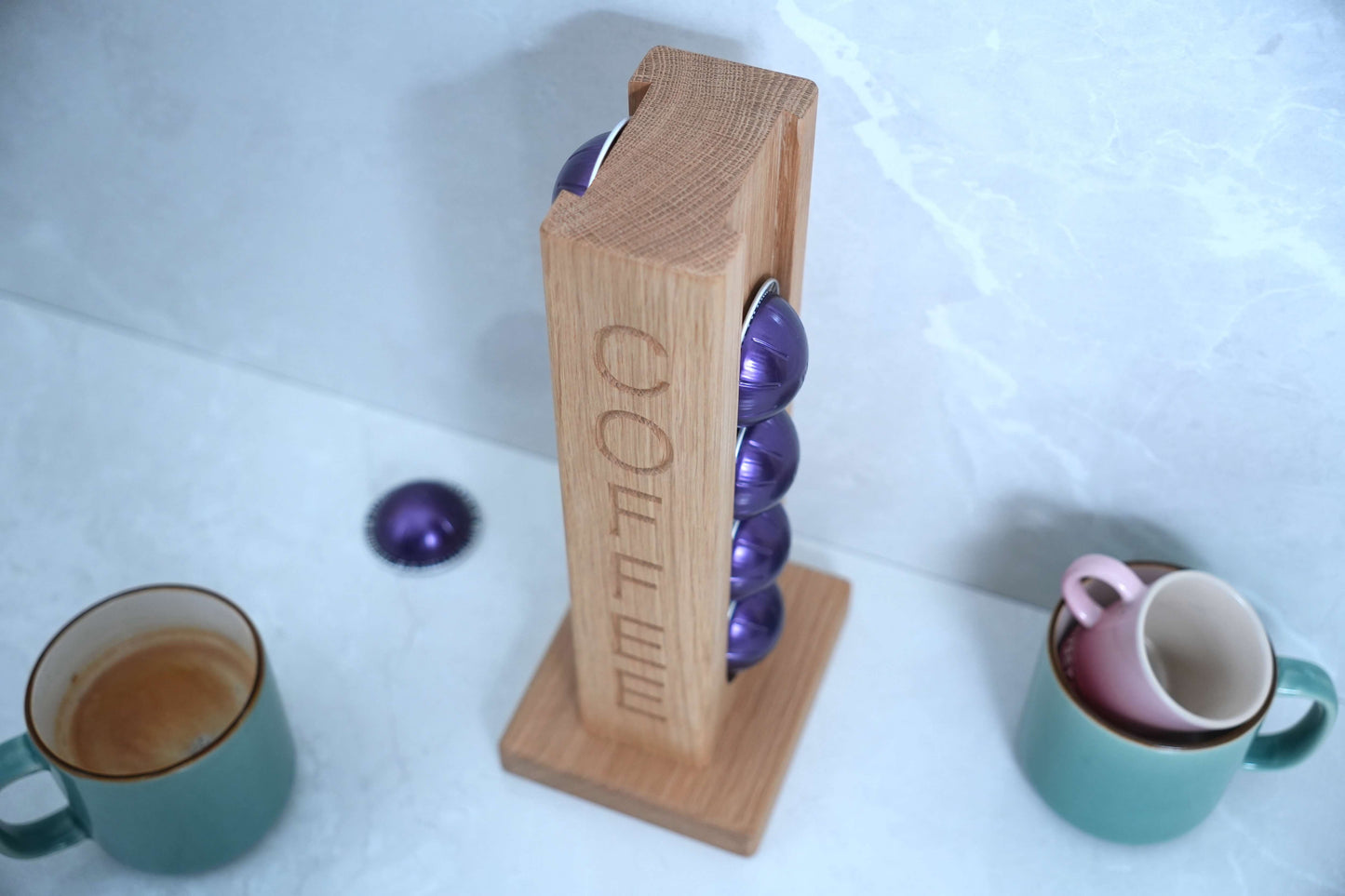 Solid Oak Coffee Capsule Rack (10 Nespresso 'Virtuo' Capsules)