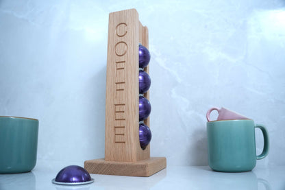 Solid Oak Coffee Capsule Rack (10 Nespresso 'Virtuo' Capsules)