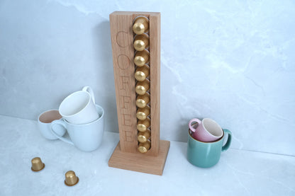 Solid Oak Coffee Capsule Rack (10 Nespresso Original Capsules)