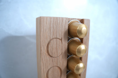 Solid Oak Coffee Capsule Rack (10 Nespresso Original Capsules)