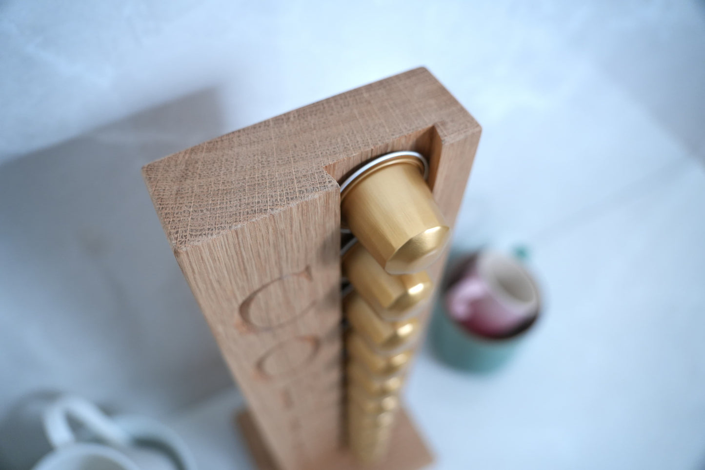 Solid Oak Coffee Capsule Rack (10 Nespresso Original Capsules)