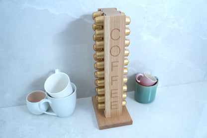 Solid Oak Coffee Capsule Rack (40 Nespresso Original Capsules)