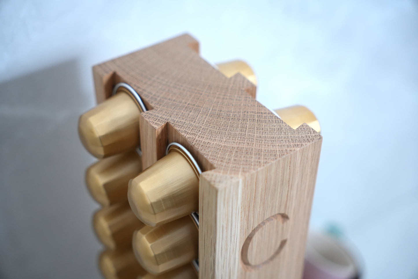 Solid Oak Coffee Capsule Rack (40 Nespresso Original Capsules)
