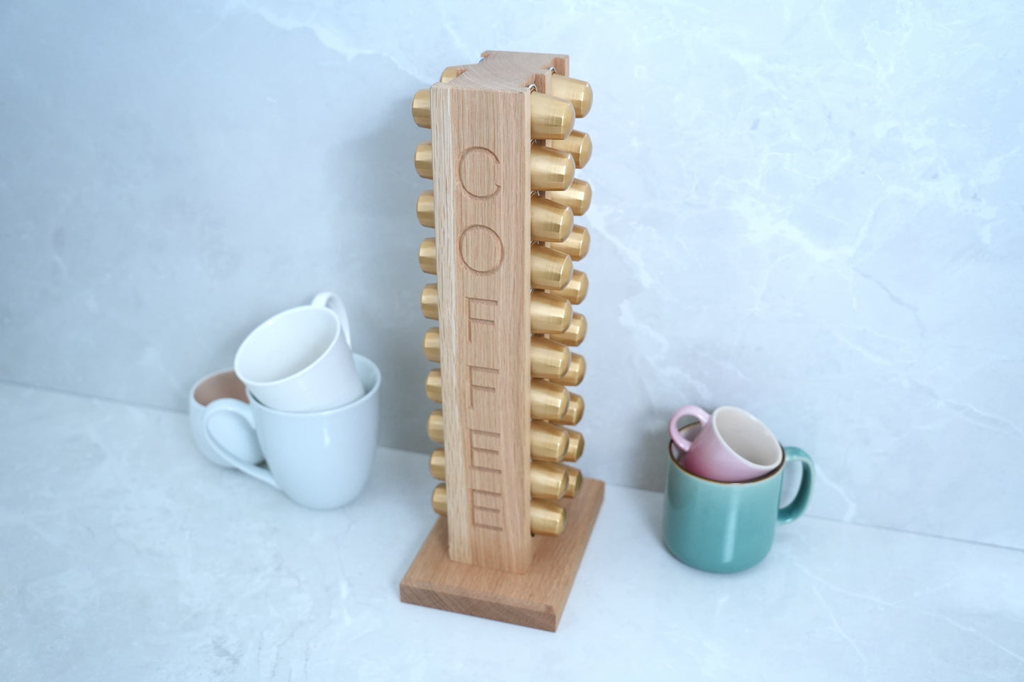 Solid Oak Coffee Capsule Rack (40 Nespresso Original Capsules)