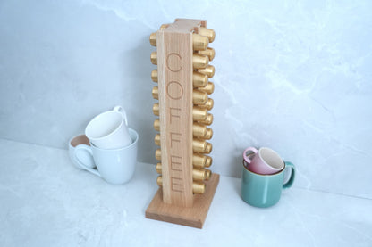 Solid Oak Coffee Capsule Rack (40 Nespresso Original Capsules)